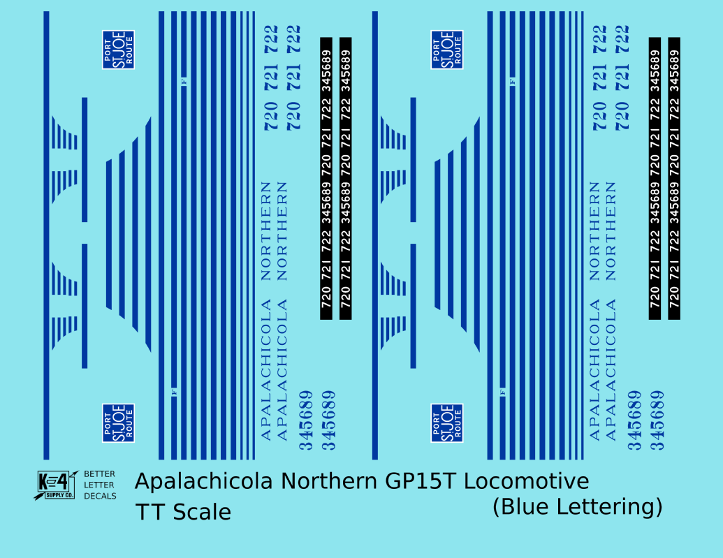 Apalachicola Northern EMD GP15-T Locomotive Blue Port St Joe Route