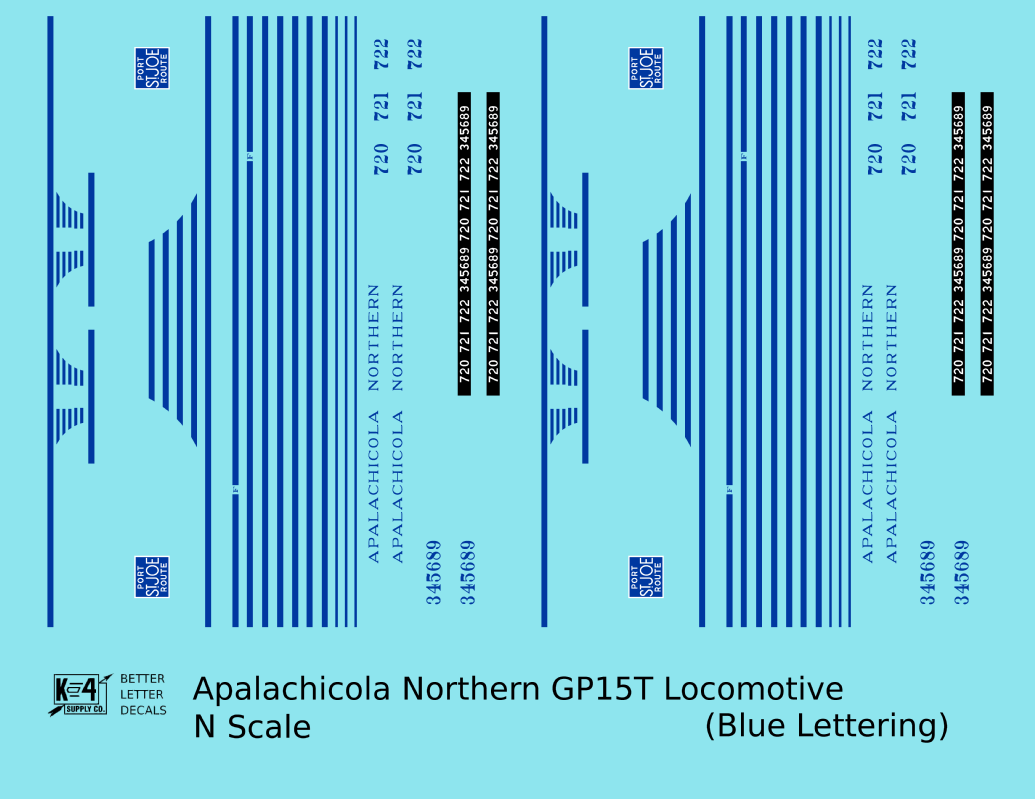 Apalachicola Northern EMD GP15-T Locomotive Blue Port St Joe Route