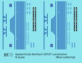 Apalachicola Northern EMD GP15-T Locomotive Blue Port St Joe Route - Decal - Choose Scale