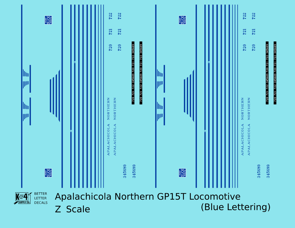 Apalachicola Northern EMD GP15-T Locomotive Blue Port St Joe Route