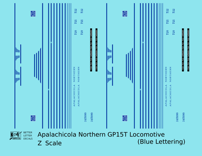 Apalachicola Northern EMD GP15-T Locomotive Blue Port St Joe Route