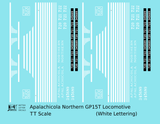 Apalachicola Northern EMD GP15-T Locomotive White Port St Joe Route - Decal - Choose Scale