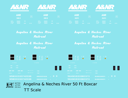 Angelina and Neches River 50 Ft Ribbed Boxcar White