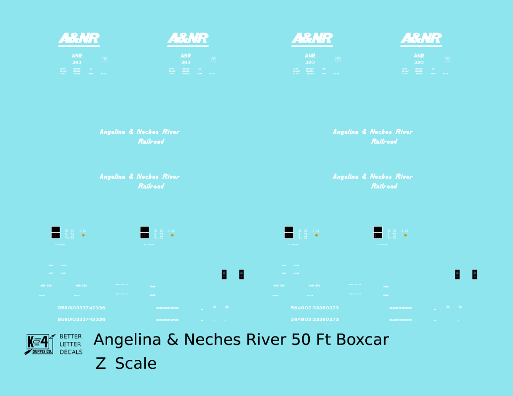 Angelina and Neches River 50 Ft Ribbed Boxcar White