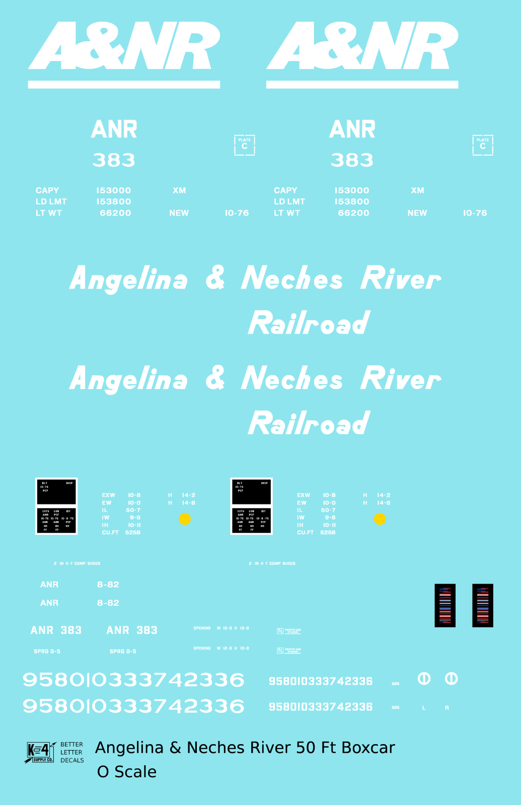 Angelina and Neches River 50 Ft Ribbed Boxcar White