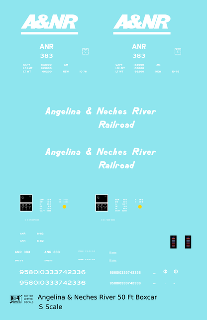 Angelina and Neches River 50 Ft Ribbed Boxcar White