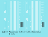 Apalachicola Northern Switcher Diesel Locomotive White Port St Joe Route - Decal - Choose Scale