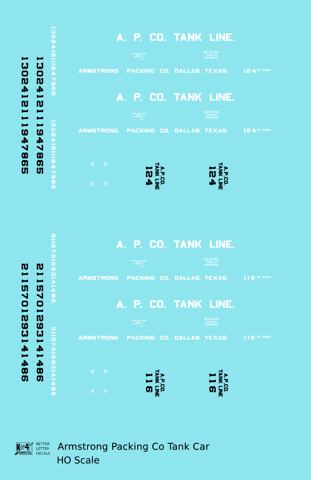 Armstrong Packing Early Tank Car White Dallas Texas
