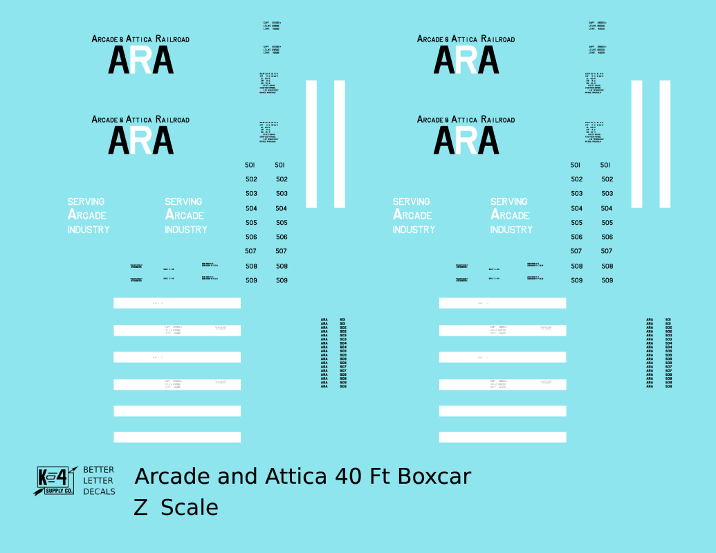 Arcade and Attica 40 Ft Boxcar Black and White