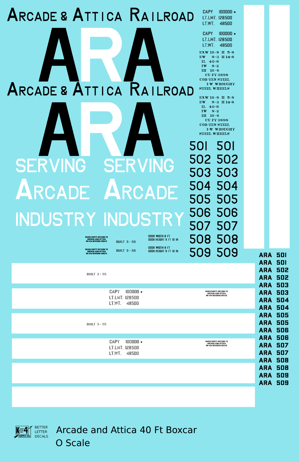 Arcade and Attica 40 Ft Boxcar Black and White