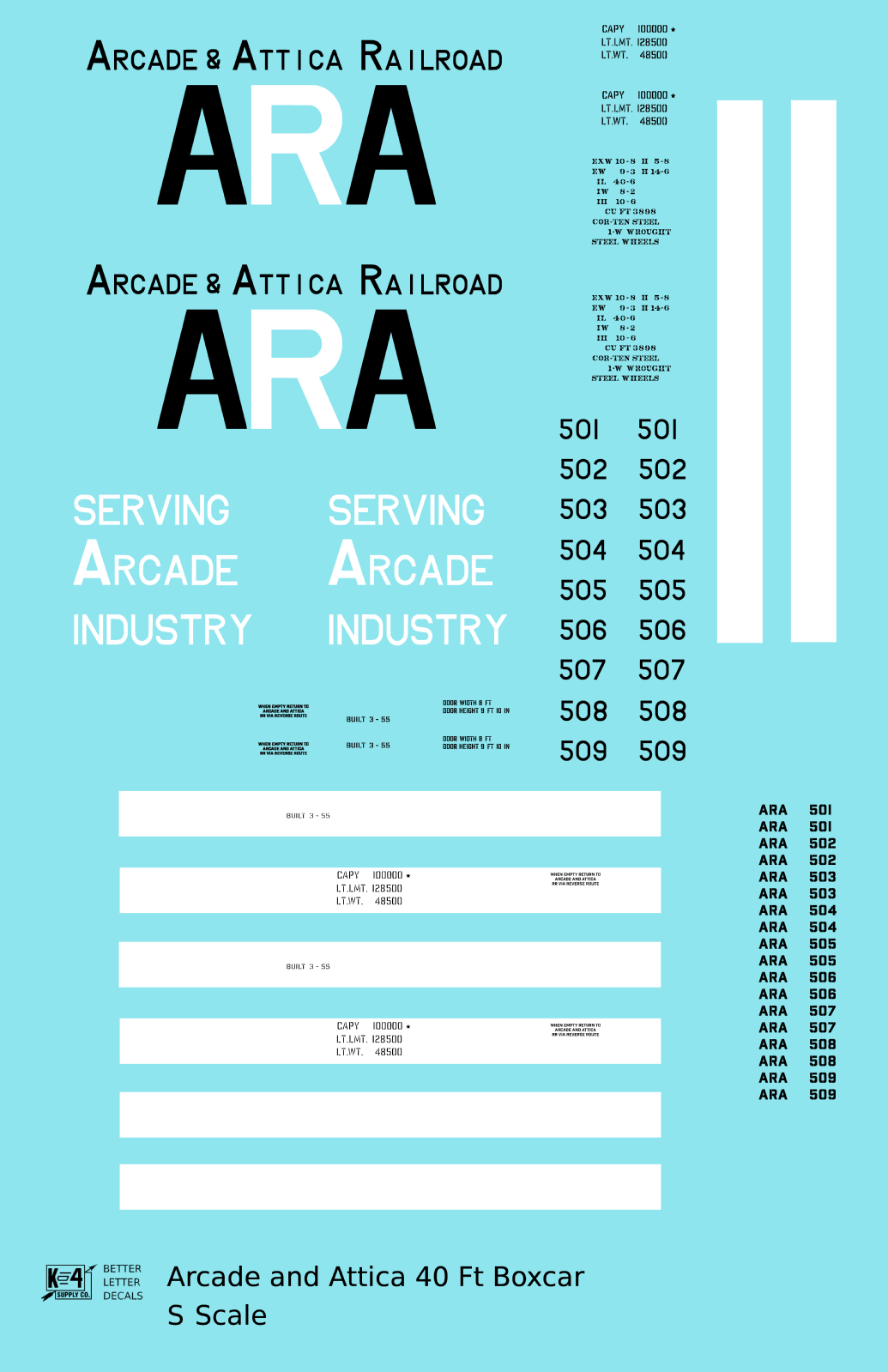 Arcade and Attica 40 Ft Boxcar Black and White