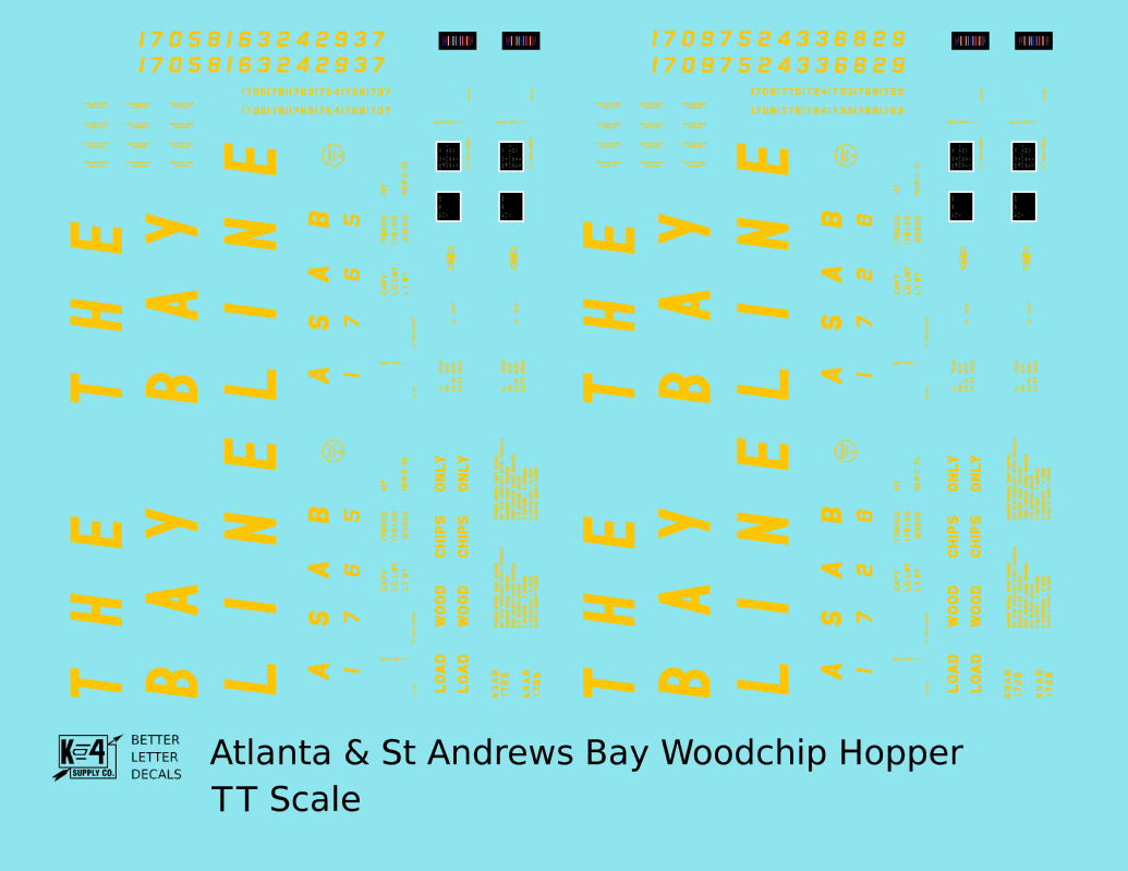 The Bay Line Atlanta and St Andrews Bay Woodchip Hopper Car Yellow