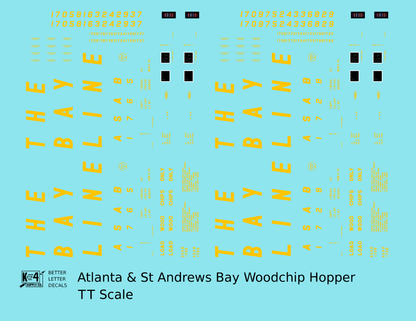 The Bay Line Atlanta and St Andrews Bay Woodchip Hopper Car Yellow