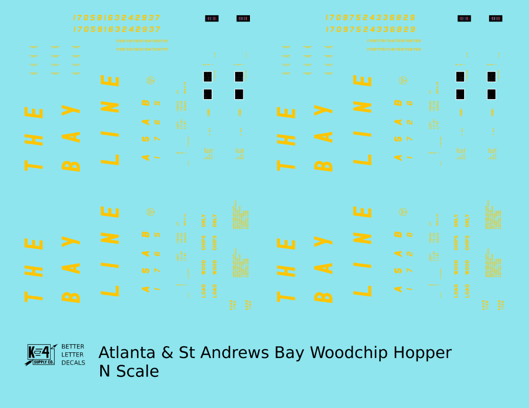 The Bay Line Atlanta and St Andrews Bay Woodchip Hopper Car Yellow
