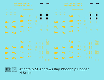 The Bay Line Atlanta and St Andrews Bay Woodchip Hopper Car Yellow