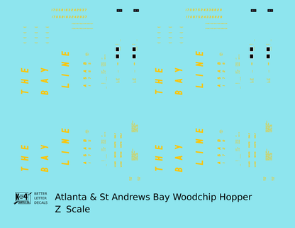 The Bay Line Atlanta and St Andrews Bay Woodchip Hopper Car Yellow