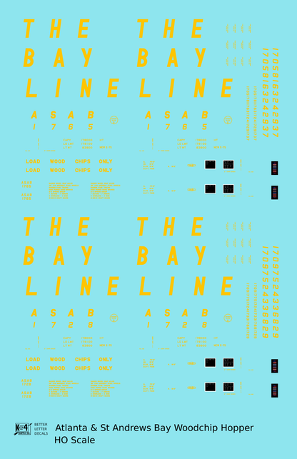 The Bay Line Atlanta and St Andrews Bay Woodchip Hopper Car Yellow
