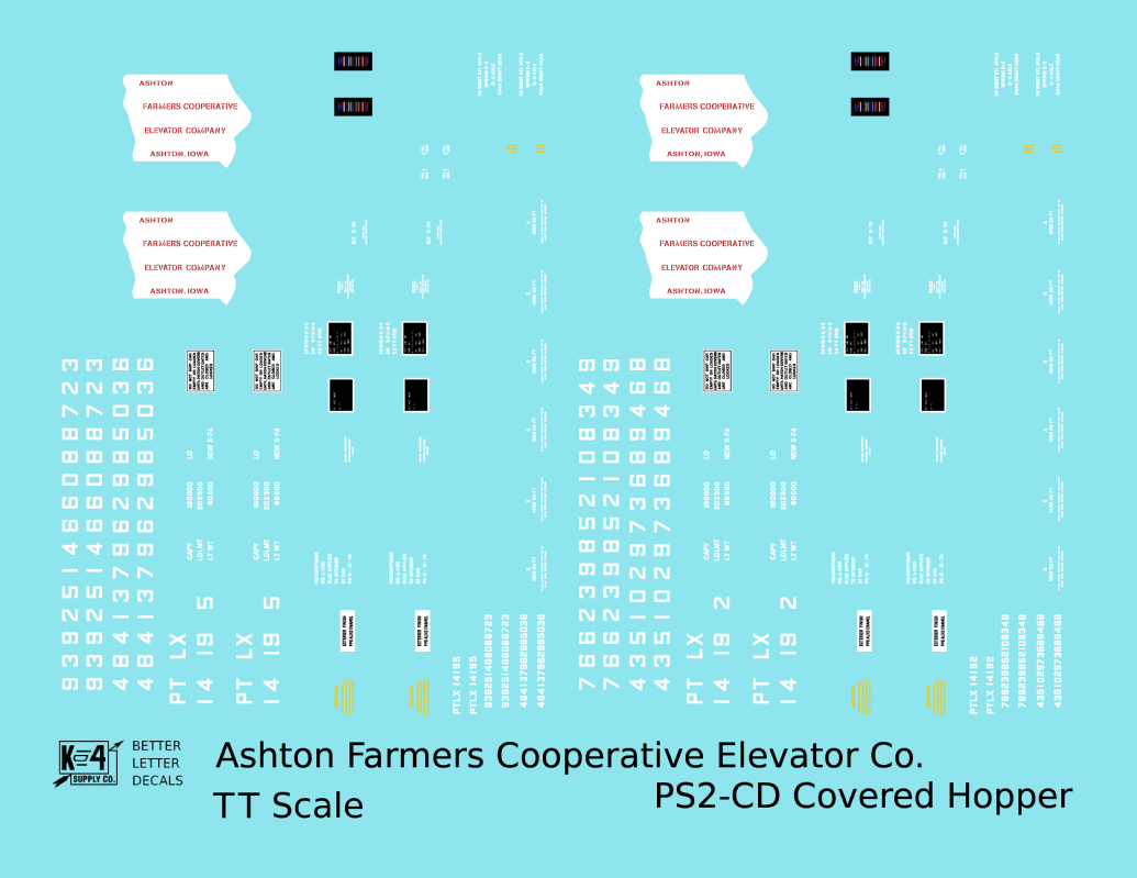 Ashton Iowa Cooperative Elevator PS2-CD Covered Hopper White