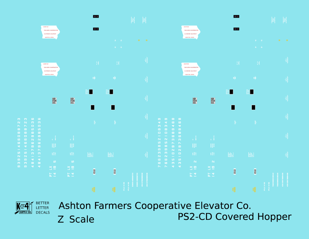 Ashton Iowa Cooperative Elevator PS2-CD Covered Hopper White