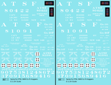 Santa Fe 2750, 3600 Cu Ft Hopper Cars White  - Decal - Choose Scale