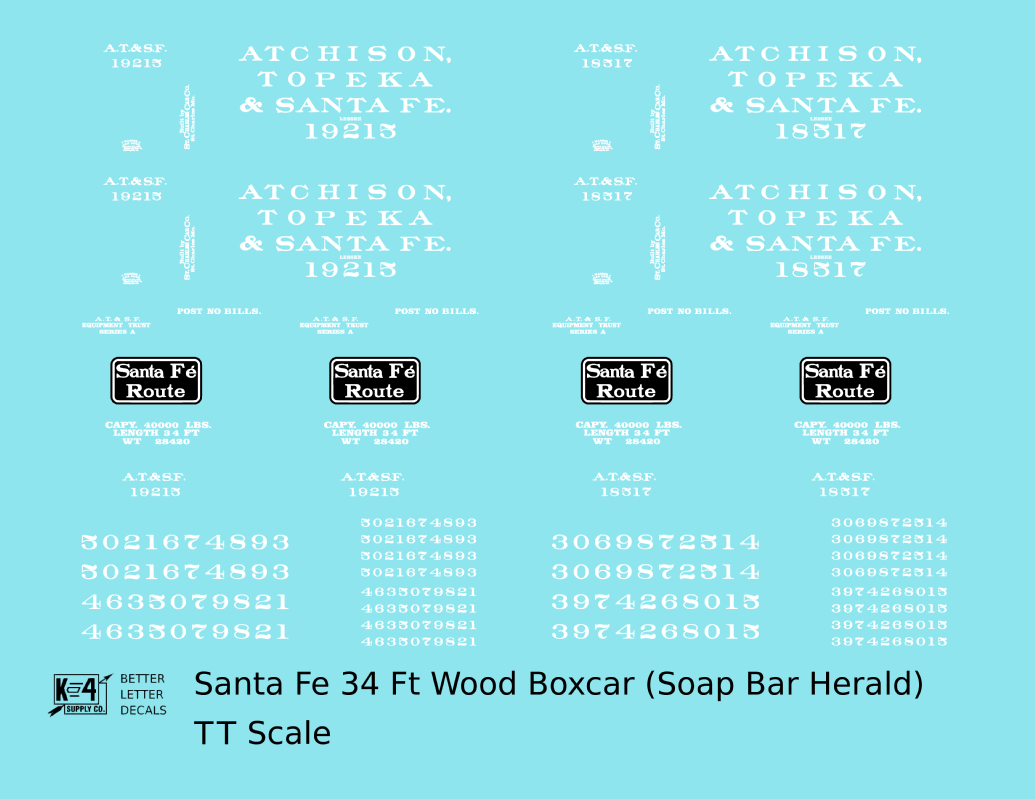 Santa Fe 34 Ft Wood Boxcar White Soap Bar Herald