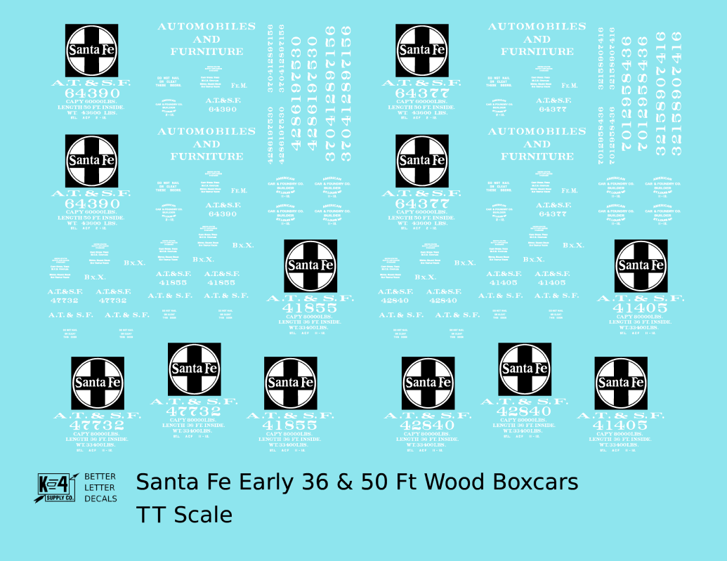 Santa Fe 36 Ft and 50 Ft Wood Boxcar White