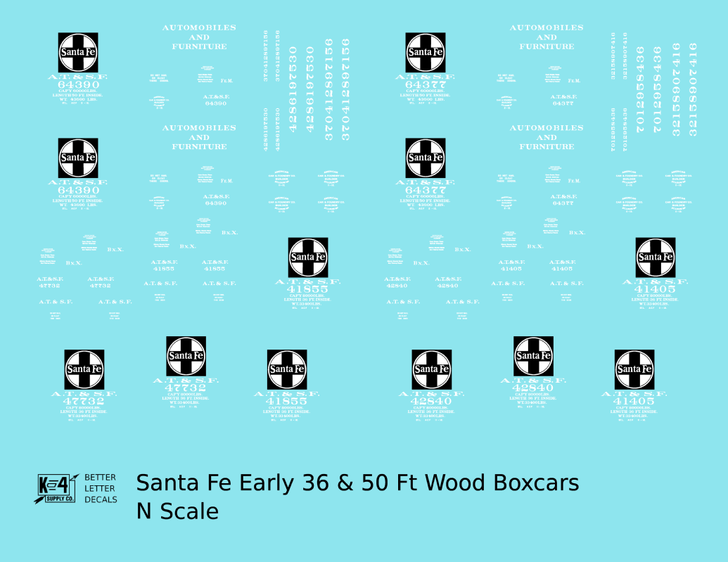 Santa Fe 36 Ft and 50 Ft Wood Boxcar White
