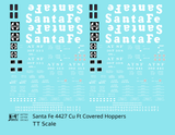 Santa Fe 4427 Cu Ft Covered Hopper White  - Decal - Choose Scale