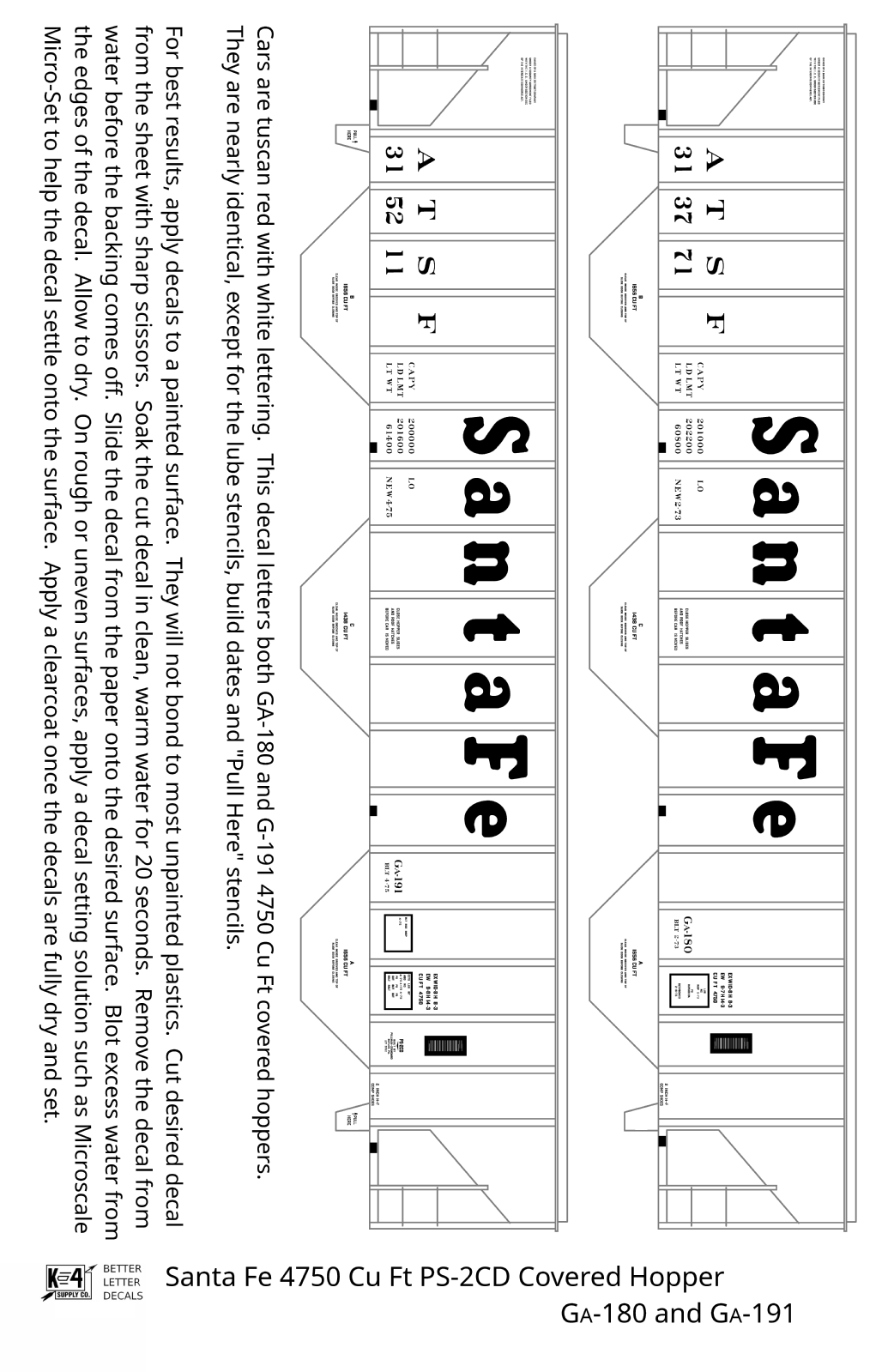 Santa Fe 4750 Cu Ft PS-2CD Covered Hopper White  - Decal