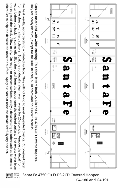 Santa Fe 4750 Cu Ft PS-2CD Covered Hopper White  - Decal