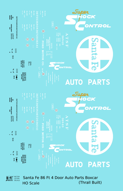 Santa Fe 86 Ft Thrall Auto Parts Boxcar White and Yellow