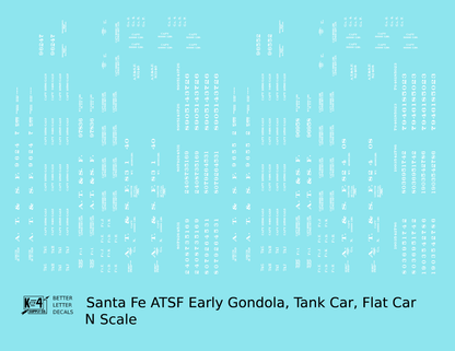 Santa Fe Early Flat Car, Gondola and Tank Car White