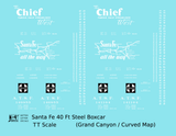 Santa Fe 40 Ft Single Door Boxcar White Chief Curvy Map - Decal - Choose Scale