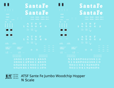 Santa Fe Jumbo Woodchip Hopper White  - Decal - Choose Scale