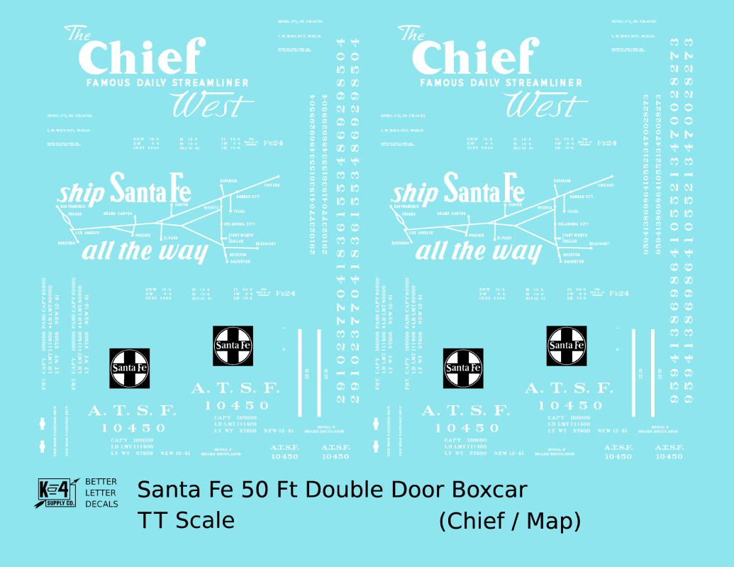 Santa Fe 50 Ft Double Door Boxcar White Chief/Map