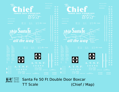 Santa Fe 50 Ft Double Door Boxcar White Chief/Map