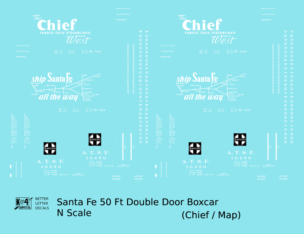 Santa Fe 50 Ft Double Door Boxcar White Chief/Map