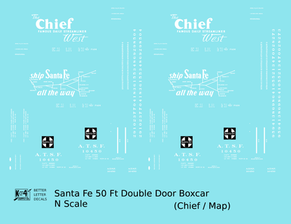 Santa Fe 50 Ft Double Door Boxcar White Chief/Map