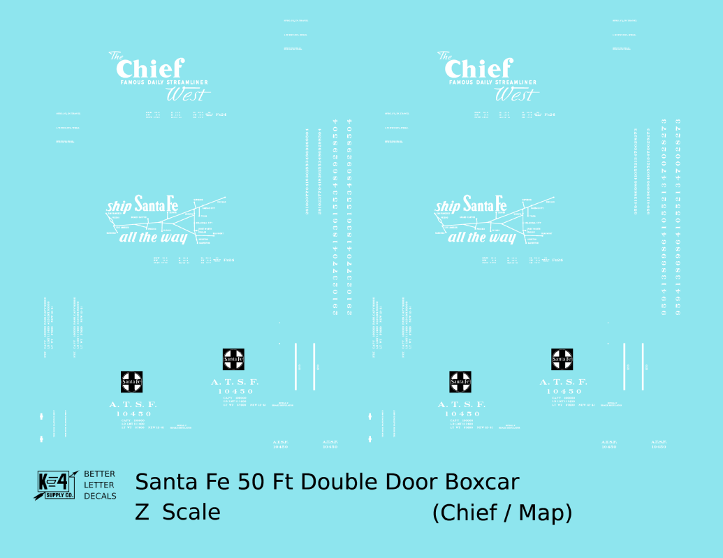 Santa Fe 50 Ft Double Door Boxcar White Chief/Map