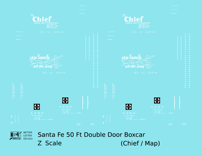 Santa Fe 50 Ft Double Door Boxcar White Chief/Map