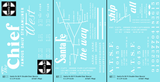 Santa Fe 50 Ft Double Door Boxcar White Chief/Map - Decal - Choose Scale