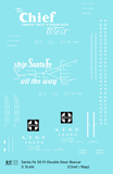 Santa Fe 50 Ft Double Door Boxcar White Chief/Map - Decal - Choose Scale