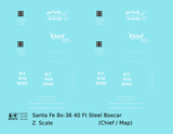 Santa Fe 40 Ft Single Door Boxcar White Chief Buy War Bonds - Decal - Choose Scale