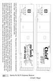 Santa Fe 50 Ft Double Door Express Boxcar Dulux Gold Chief/Map - Decal