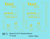 Santa Fe 50 Ft Double Door Express Boxcar Dulux Gold Chief/Map - Decal - Choose Scale