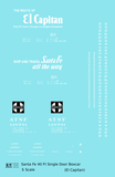 Santa Fe 40 Ft Single Door Boxcar White El Capitan - Decal - Choose Scale