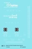 Santa Fe 50 Ft Double Door Boxcar White El Capitan - Decal - Choose Scale