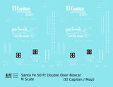 Santa Fe 50 Ft Double Door Boxcar White El Capitan/Map - Decal - Choose Scale