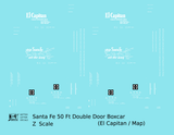 Santa Fe 50 Ft Double Door Boxcar White El Capitan/Map - Decal - Choose Scale
