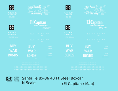 Santa Fe 40 Ft Single Door Boxcar White El Capitan Buy War Bonds